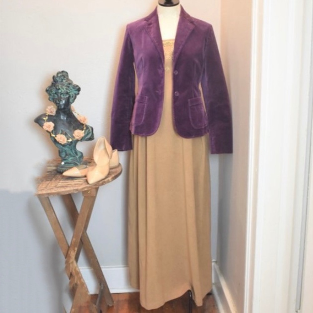 Sarah Elizabeth Camel Suede Sleeveless Maxi Dress